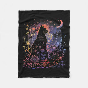 Halloween Black Cat Costume Mystical Cat Lover Wom Fleece Blanket