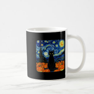 Halloween Black Cat Costume Van Gogh Starry Night  Coffee Mug