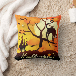 Halloween Black Cat Cushion