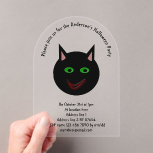 Halloween Black Cat Custom Acrylic Invitations