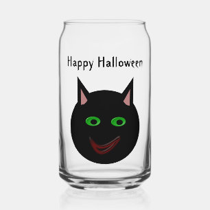 Halloween Black Cat Custom Can Glass