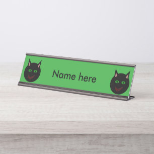 Halloween Black Cat Custom Desk Sign