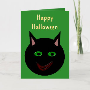 Halloween Black Cat Custom Foil Greeting Card