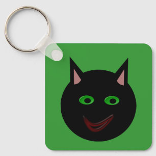 Halloween Black Cat Custom Key Ring