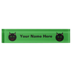 Halloween Black Cat Custom Nameplate