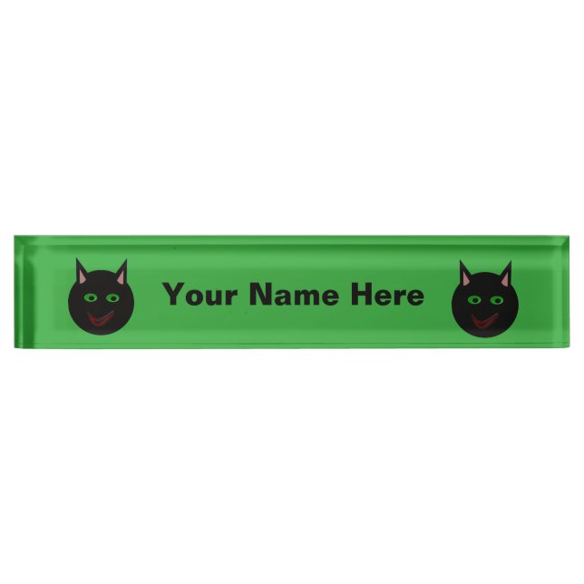 Halloween Black Cat Custom Nameplate (Front)