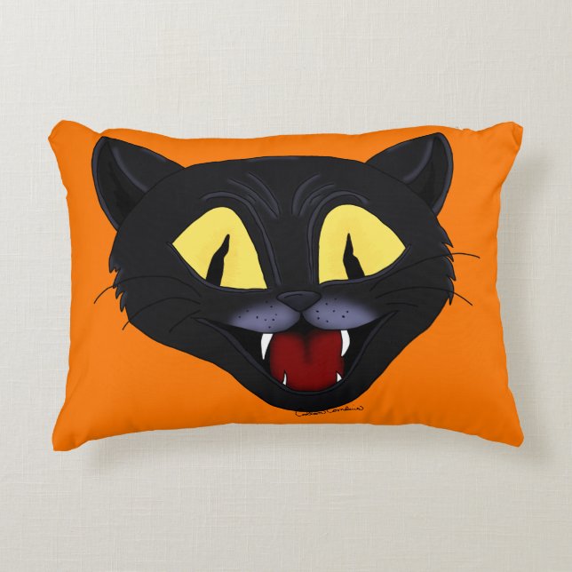 Halloween Black Cat Decorative Cushion (Front)