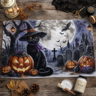 Halloween Black Cat Decoupage Tissue Paper