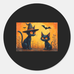 Halloween Black Cat Design For Cat Lovers Graphic Classic Round Sticker