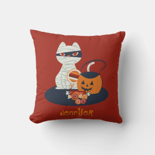 Halloween Black Cat Disguised of Mummy Cushion