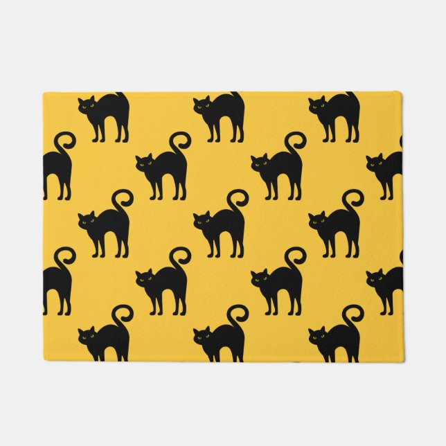Halloween Black Cat Doormat (Front)