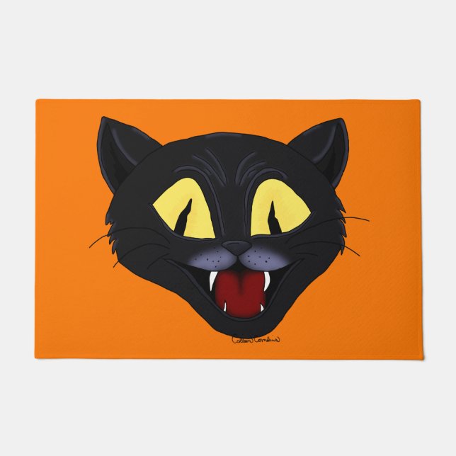 Halloween Black Cat Doormat (Front)