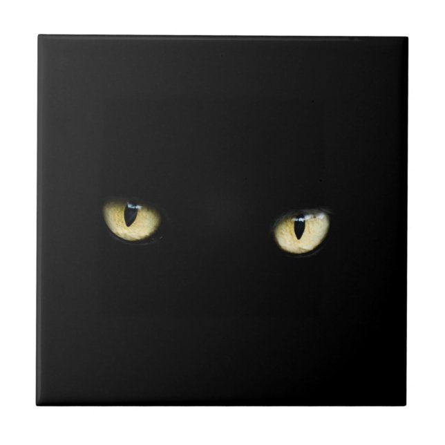 Halloween Black Cat Eyes Decorative Ceramic Tile (Front)
