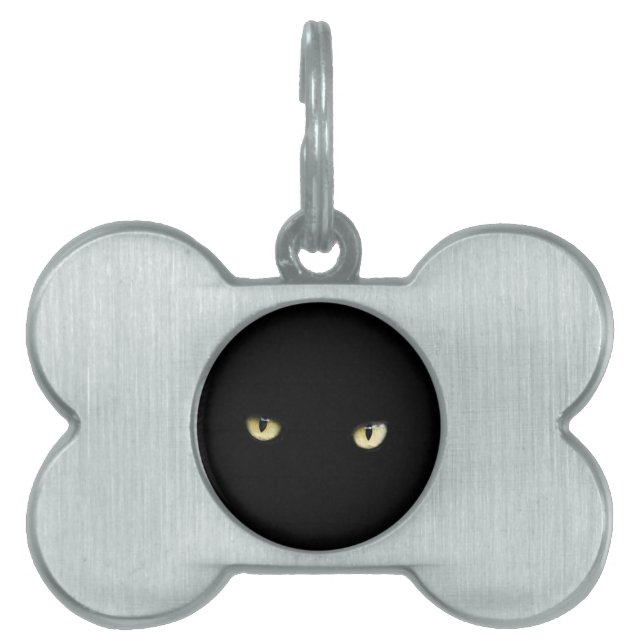 Halloween Black Cat Eyes Pet Tag (Front)