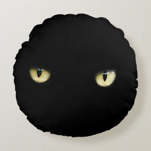 Halloween Black Cat Eyes Round Pillow