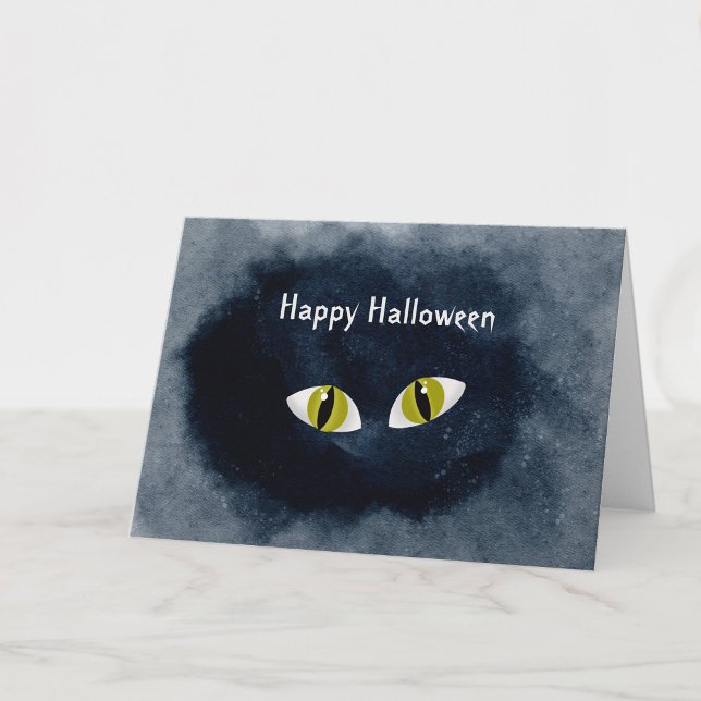 Halloween Black Cat Eyes Watercolor Card (Creator Uploaded)