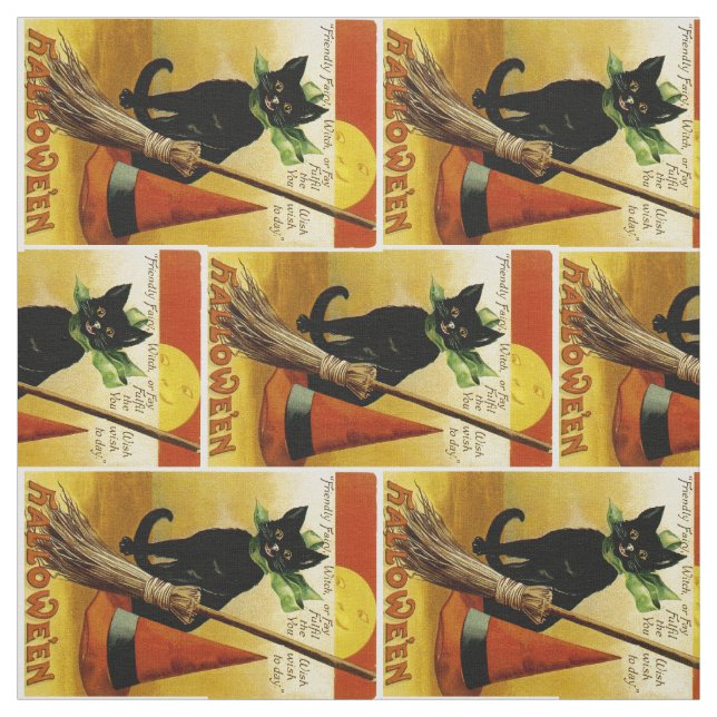Halloween Black Cat Fabric (Swatch)