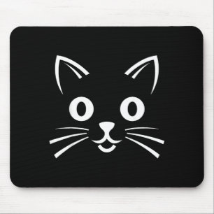 Halloween Black Cat Face Mouse Pad