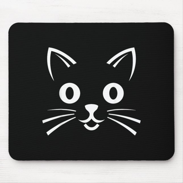 Halloween Black Cat Face Mouse Pad (Front)
