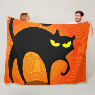 Halloween Black Cat Fleece Blanket