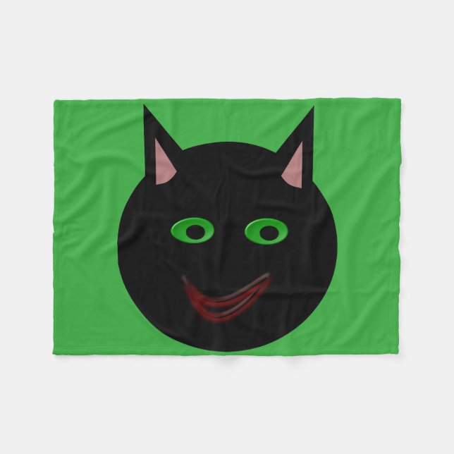 Halloween Black Cat Fleece Blanket (Front (Horizontal))