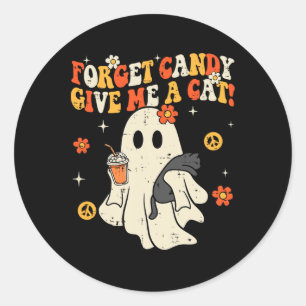Halloween Black Cat Forget Candy Give Me Cat Kids Classic Round Sticker