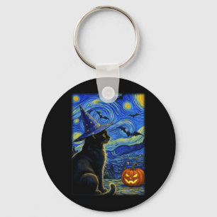 Halloween Black Cat Funny Cats Lover For Men Women Key Ring