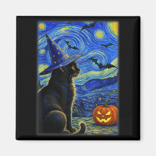 Halloween Black Cat Funny Cats Lover For Men Women Magnet