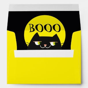 Halloween Black Cat Funny Yellow Envelope