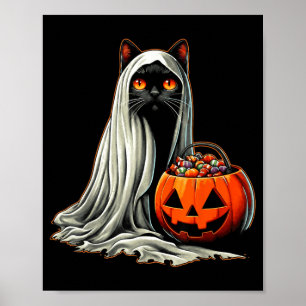Halloween Black Cat Ghost Costume Pumpkin 1 Poster