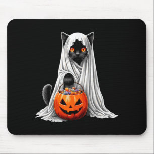 Halloween Black Cat Ghost Costume Pumpkin Mouse Pad