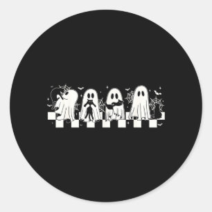 Halloween Black Cat Ghost Halloween Ghost Spooky Classic Round Sticker