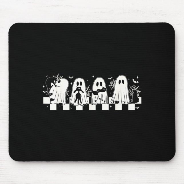 Halloween Black Cat Ghost Halloween Ghost Spooky Mouse Pad (Front)