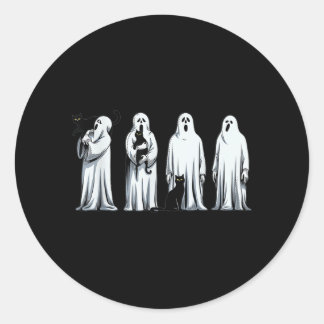 Halloween Black Cat Ghost Spooky Season Cat Women Classic Round Sticker