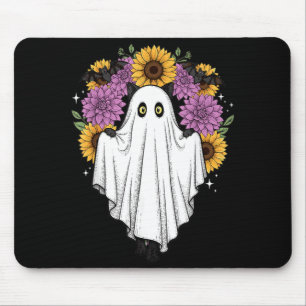 Halloween Black Cat Ghost Suower Bat Floral Cute Mouse Pad