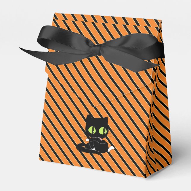 Halloween Black Cat Gift Bag Favour Box (Front Side)