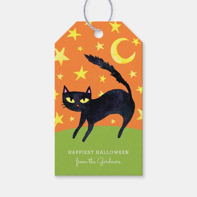 Halloween Black Cat Gift Tags (Front)