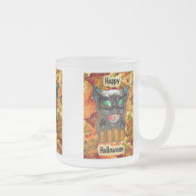 Halloween Black Cat Glass Mug Variety Set