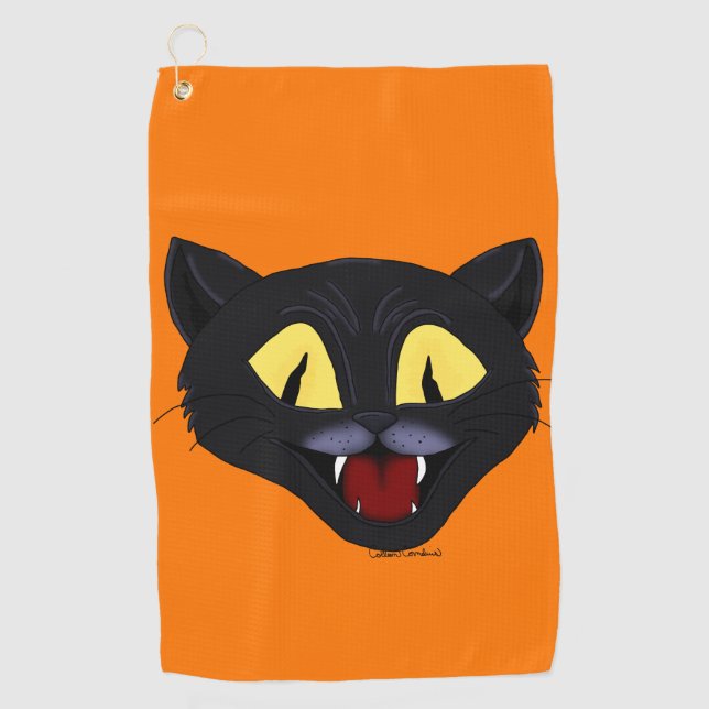 Halloween Black Cat  Golf Towel (Front)