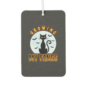 Halloween Black Cat Growing My Fangs Design Car Air Freshener