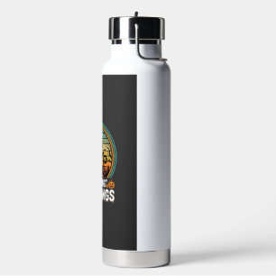 Halloween Black Cat Growling My Fangs Retro Design Water Bottle
