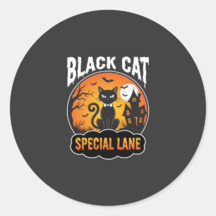 Halloween Black Cat Haunted House Moon Design Classic Round Sticker