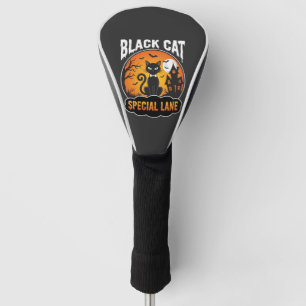 Halloween Black Cat Haunted House Moon Design Golf Head Cover