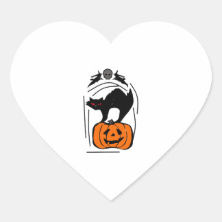 Halloween. Black cat. Heart Sticker