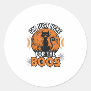 Halloween Black Cat Here For The Boos Vintage Shir Classic Round Sticker