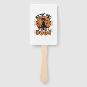Halloween Black Cat Here For The Boos Vintage Shir Hand Fan