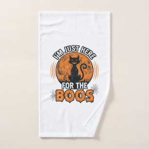 Halloween Black Cat Here For The Boos Vintage Shir Hand Towel