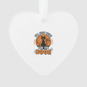 Halloween Black Cat Here For The Boos Vintage Shir Ornament