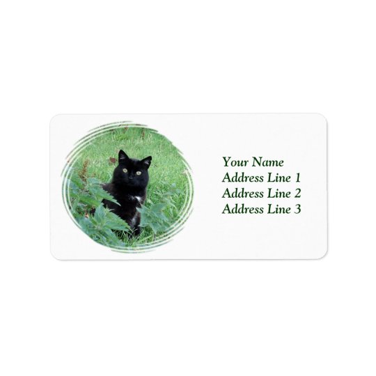Halloween Black Cat in Grass Avery Address Label