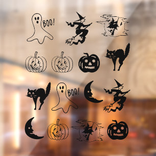 Halloween black cat jack o lantern ghost witch